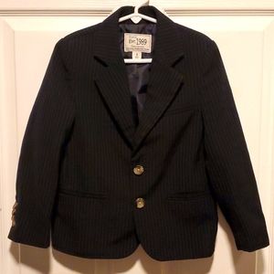 Children's PLACE Boys Navy Blue Striped Overcoat - Size 5